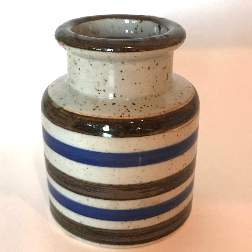MCM Striped Pottery Vase Made In Japan